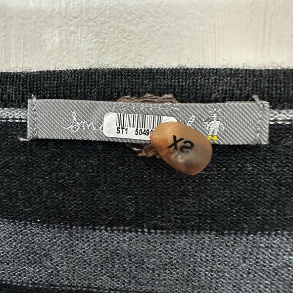 Smartwool Sweater Womens Size XS Long Sleeve V Neck Black Gray Striped Merino - Picture 2 of 5